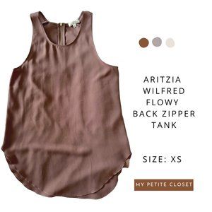 Aritzia Wilfred Mauve Brown High neck Neck Tank Flowy Backzipper Size XS